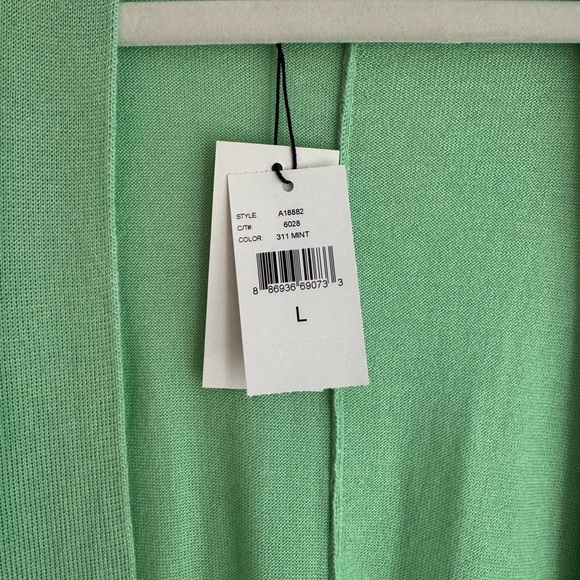 NWT Magaschoni Mint Green Open Front Longline Cardigan Sweater Cashmere Blend Lg - Picture 8 of 8